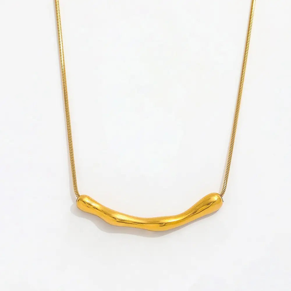 Necklace gilded steel with bamboo branch-ne153