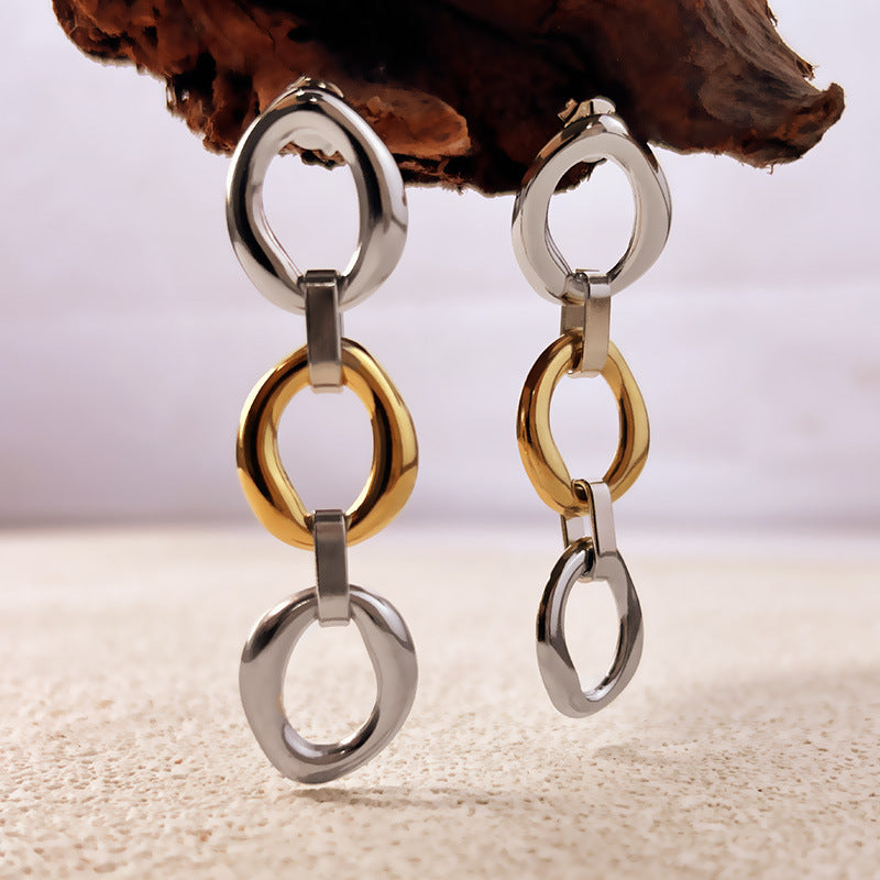 Σκουλαρίκια επιχρυσωμένο ατσάλι με ασημί-EA072