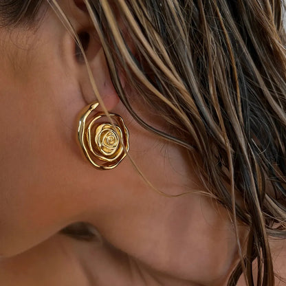 Gold steel spiral earrings - EA409
