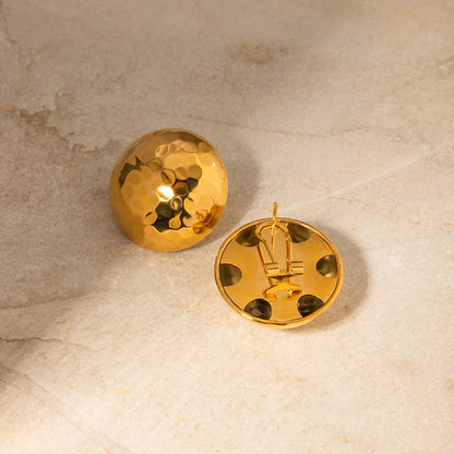 Orecchini a bottone rotondi in oro-EA303