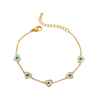 Brățară din oțel placat cu aur cu inimi și ochi-BR497