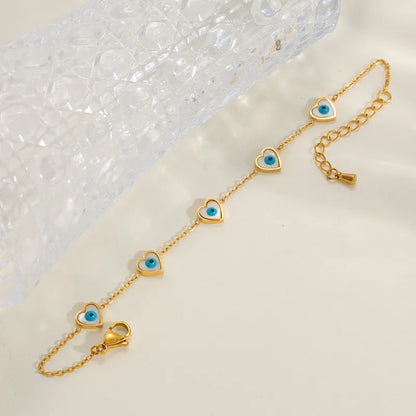 Brățară din oțel placat cu aur cu inimi și ochi-BR497