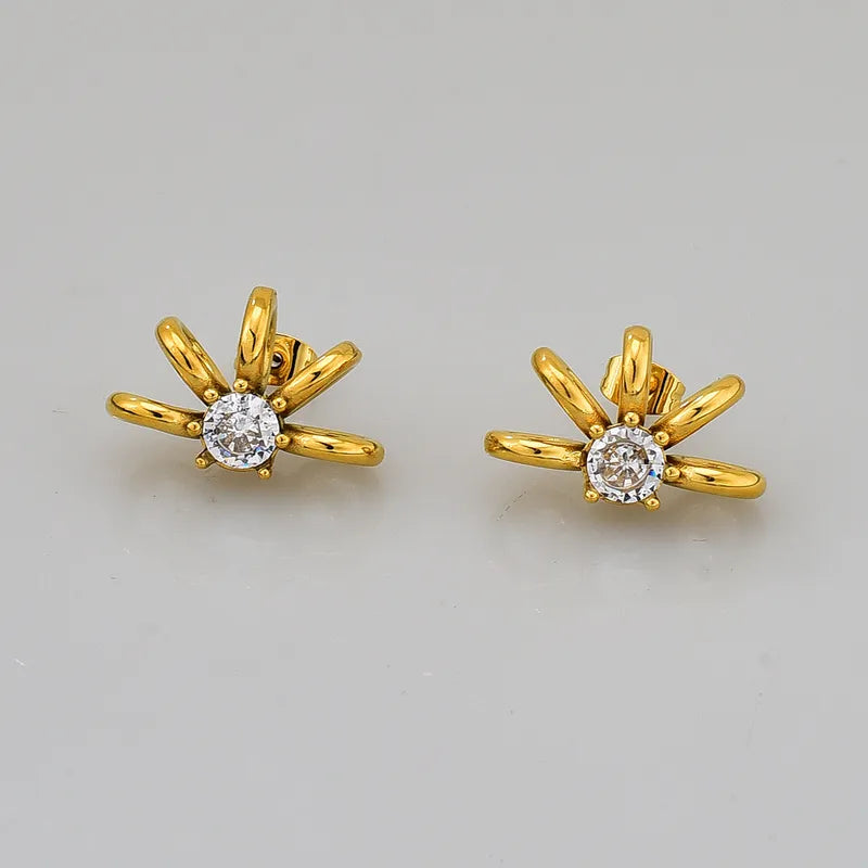 Goldene Stahlohrringe mit braunen Steinen – EA320