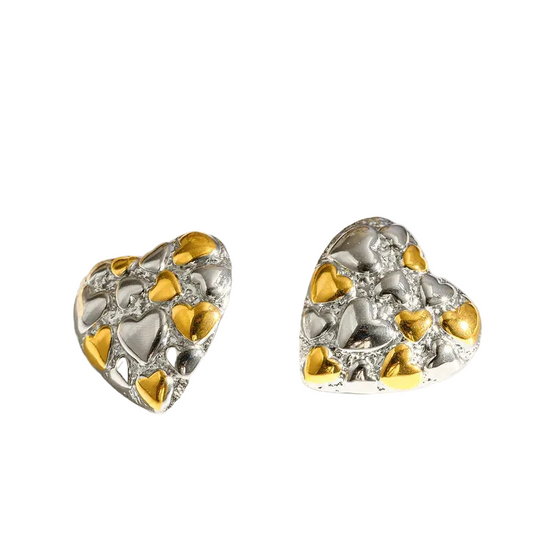 Σκουλαρίκια επιχρυσωμένο ατσάλι καρδιές - EA028