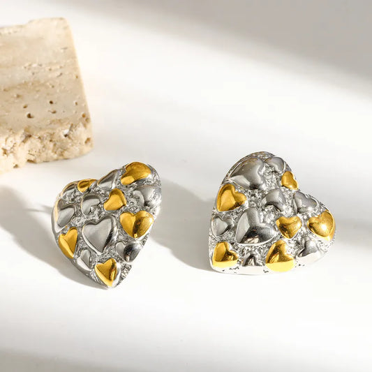 Σκουλαρίκια επιχρυσωμένο ατσάλι καρδιές - EA028