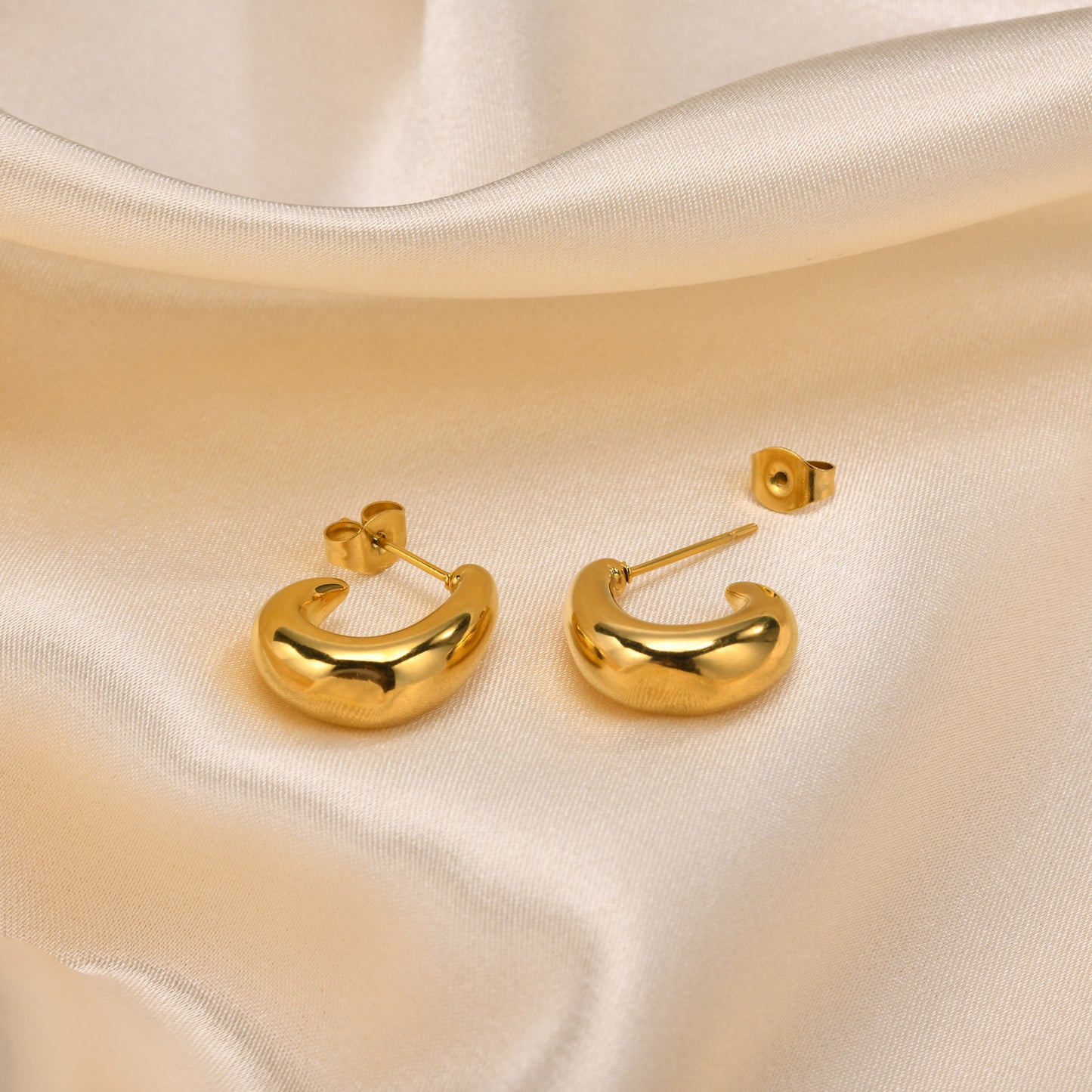 Earrings steel round link-ea191