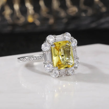 Brass ring with yellow zircon - w268
