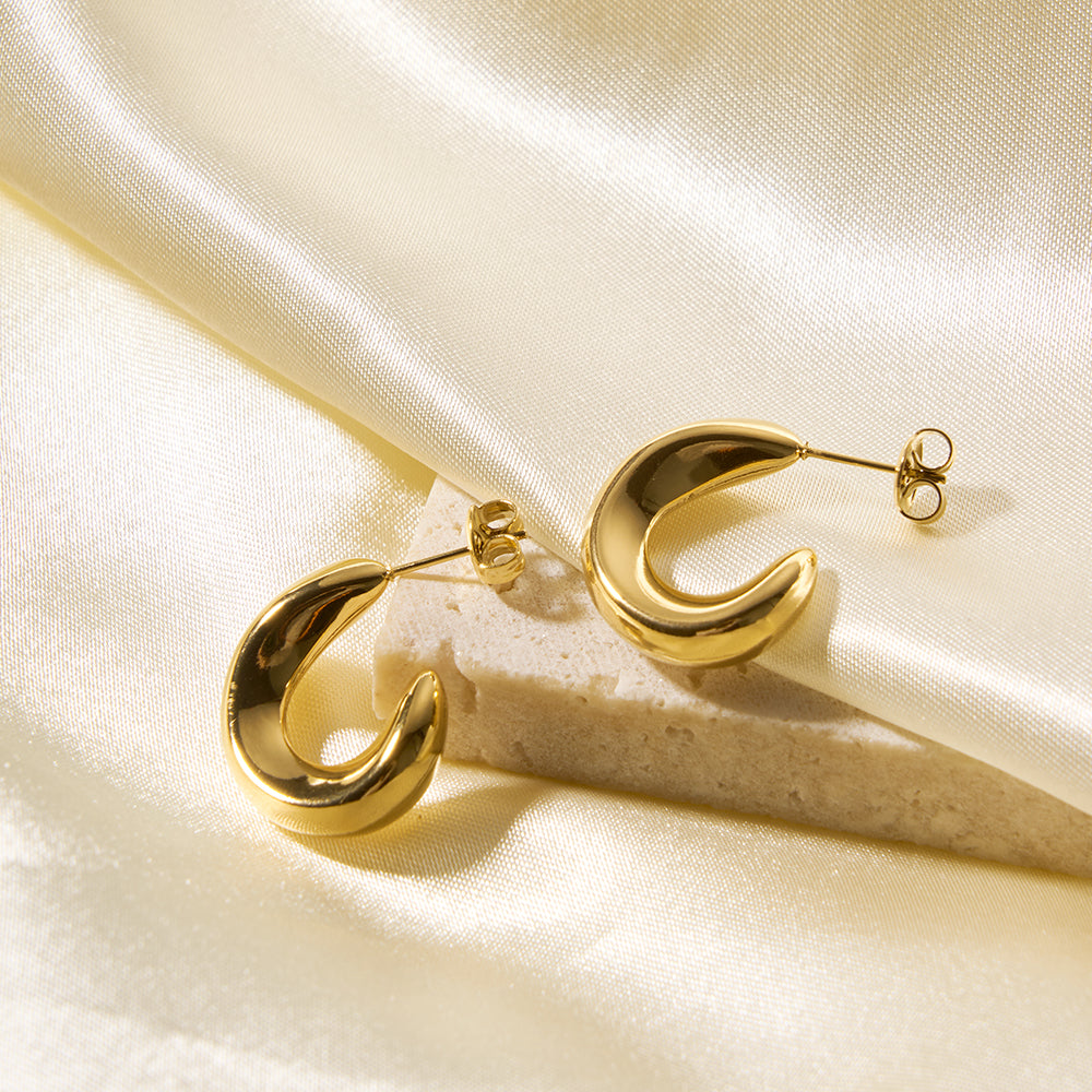 Σκουλαρίκια χρυσό ατσάλι μισός κρίκος-EA074