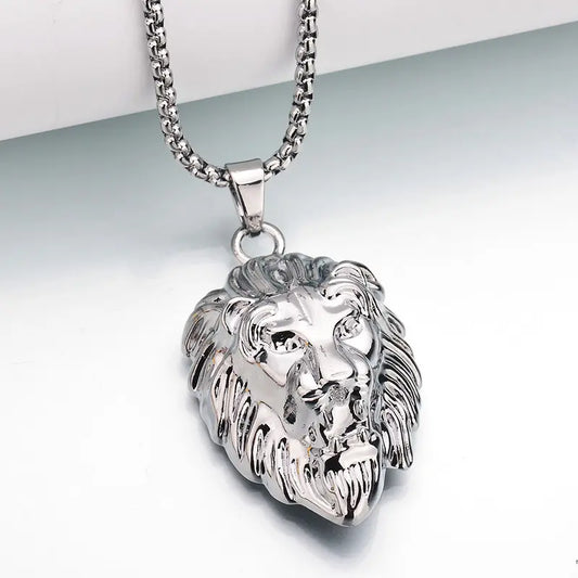 Necklace steel lion head-ne454