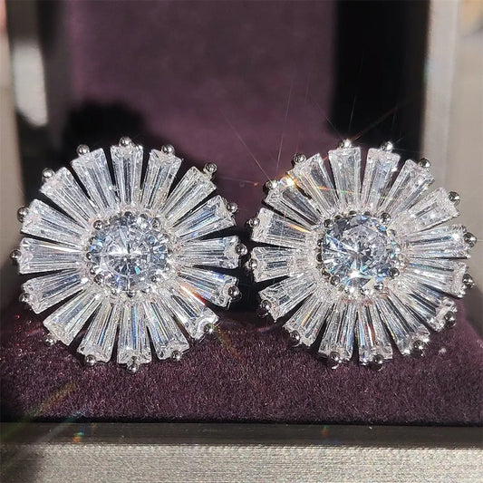 Brass earrings with zircons - w237