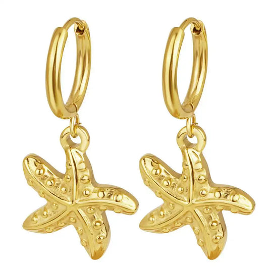 Steel earrings with starfish - w160