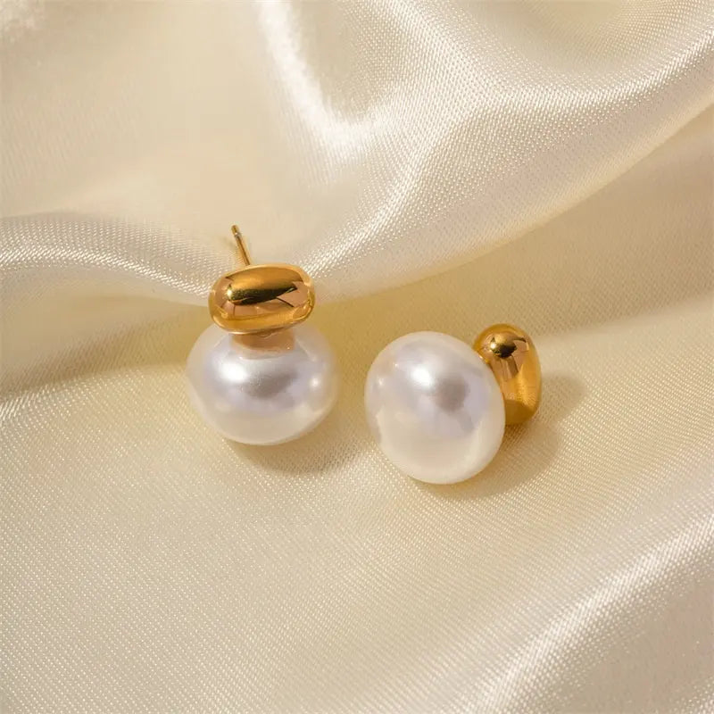 Orecchini di perle ovali in acciaio-EA511