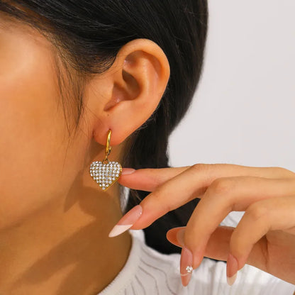 Σκουλαρίκια επιχρυσωμένο ατσάλι με καρδιές και στρας-EA615