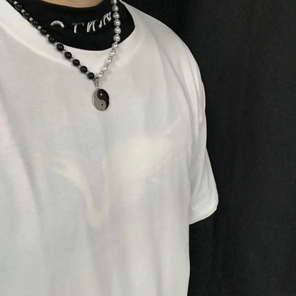 Collar de acero yin yang para hombre-NE028