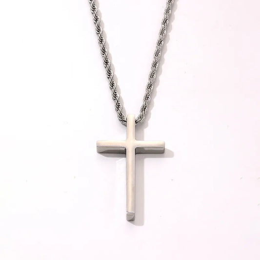 Necklace steel cross with chain-ne357