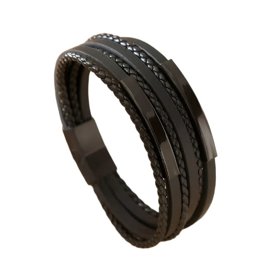 Bracelet Stainless steel black with magnetic clasp-br150