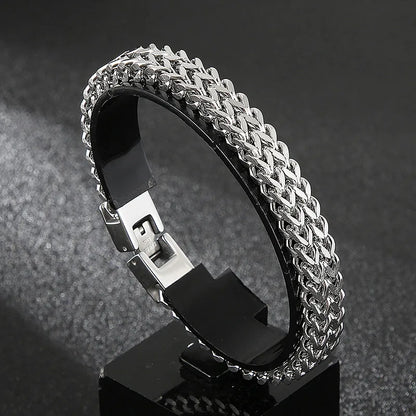 Steel bracelet with thick chain-br096