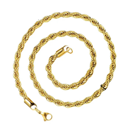 Κολιέ ατσάλι χρυσή χοντρή αλυσίδα-NE513