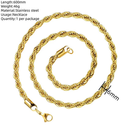 Κολιέ ατσάλι χρυσή χοντρή αλυσίδα-NE513