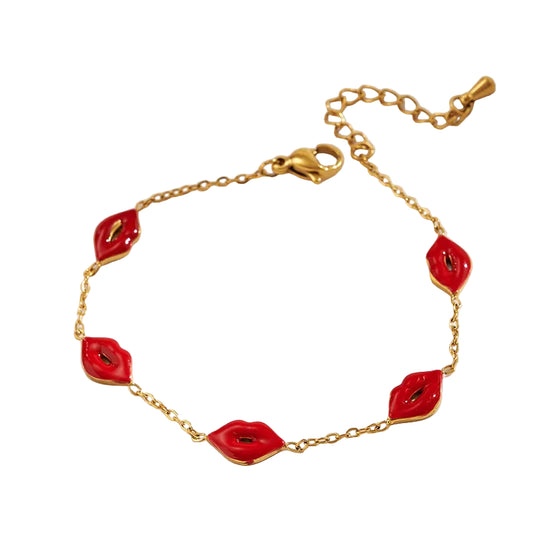 Red Kisses Bratara din otel placat cu aur-BR299