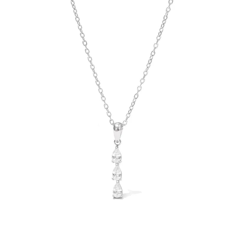 Colier din otel cu trei zirconi-NE496