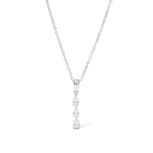 Colier din otel cu trei zirconi-NE496