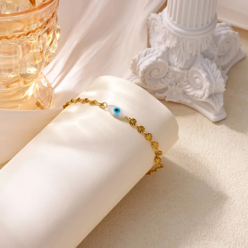 Bratara din otel placat cu aur cu ochi-BR297