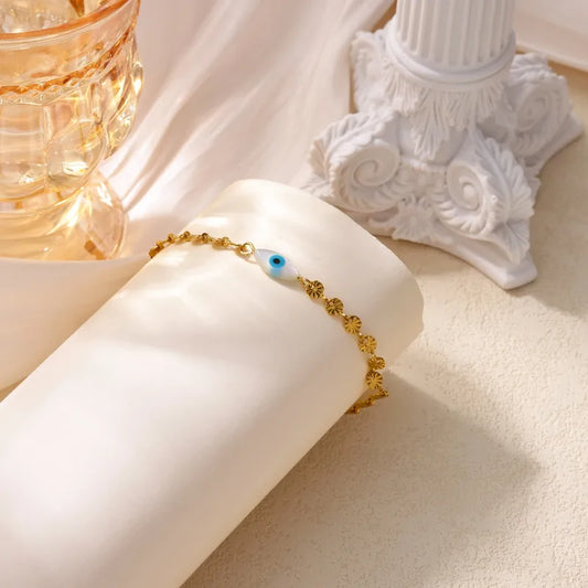 Bratara din otel placat cu aur cu ochi-BR297