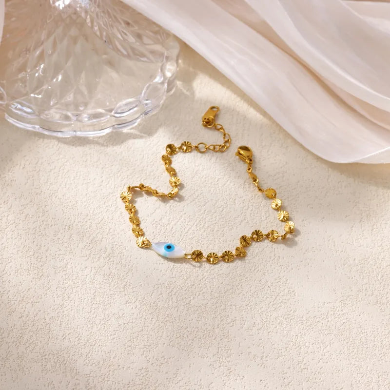 Bratara din otel placat cu aur cu ochi-BR297