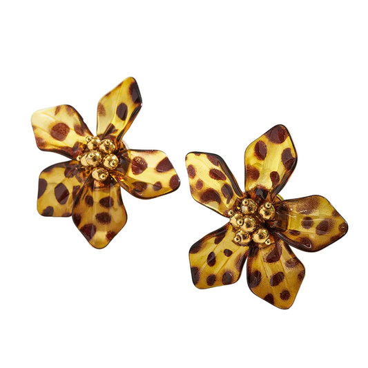 Σκουλαρίκια ατσάλι λουλούδια animal print-EA426