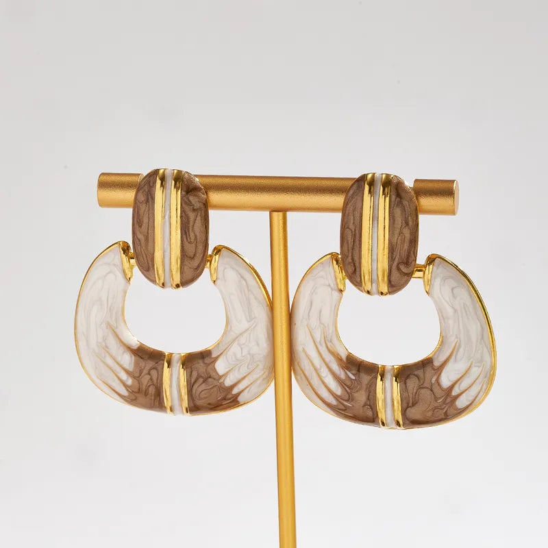 Σκουλαρίκια ατσάλι με καφέ αποχρώσεις-EA515