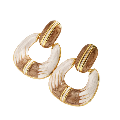 Σκουλαρίκια ατσάλι με καφέ αποχρώσεις-EA515