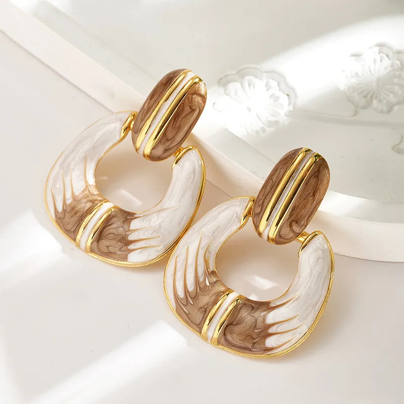 Σκουλαρίκια ατσάλι με καφέ αποχρώσεις-EA515