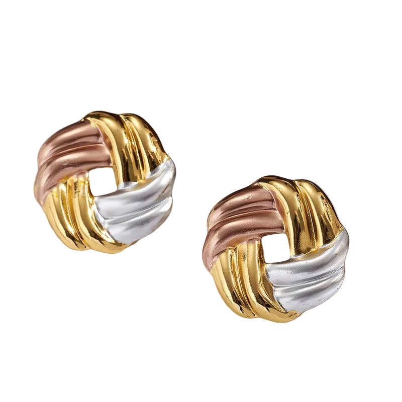 Σκουλαρίκια ατσάλι τρίχρωμος κόμπος-EA325