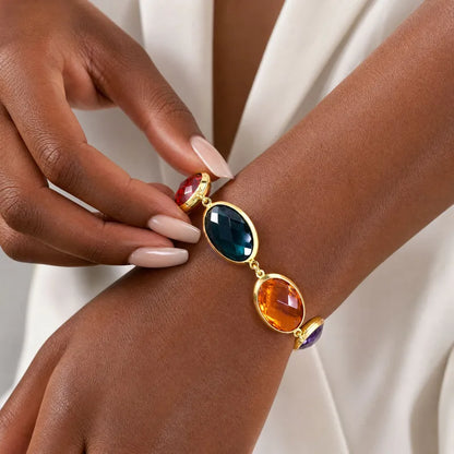 Bracciale in acciaio con pietre colorate - BR179