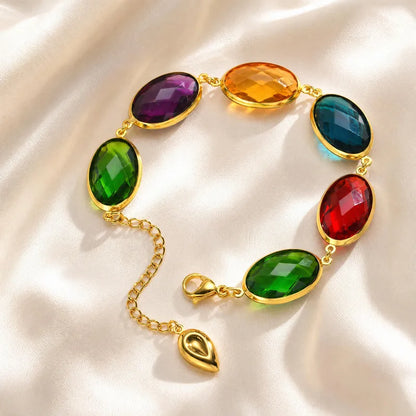 Bracciale in acciaio con pietre colorate - BR179
