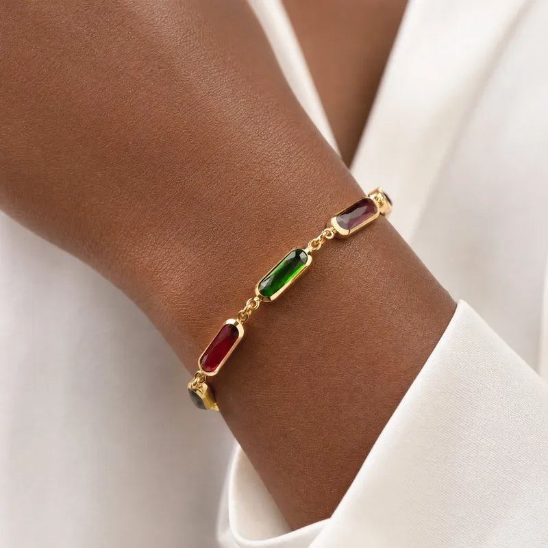 Bracciale in acciaio con pietre colorate - BR178
