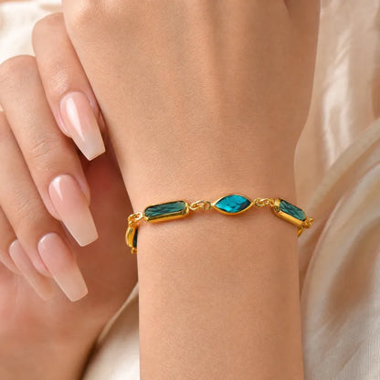 Bracciale in acciaio con pietre blu - BR186