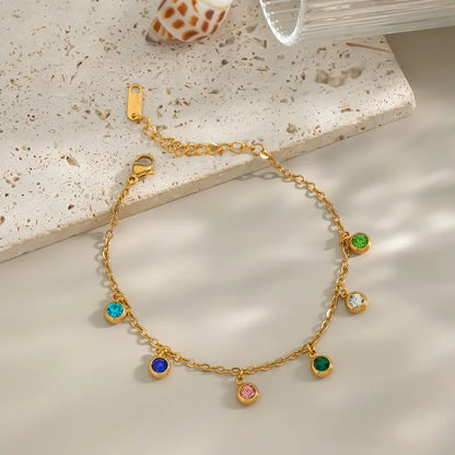 Βραχιόλι ατσάλινο με πολύχρωμα ζιργκόν  - BR003