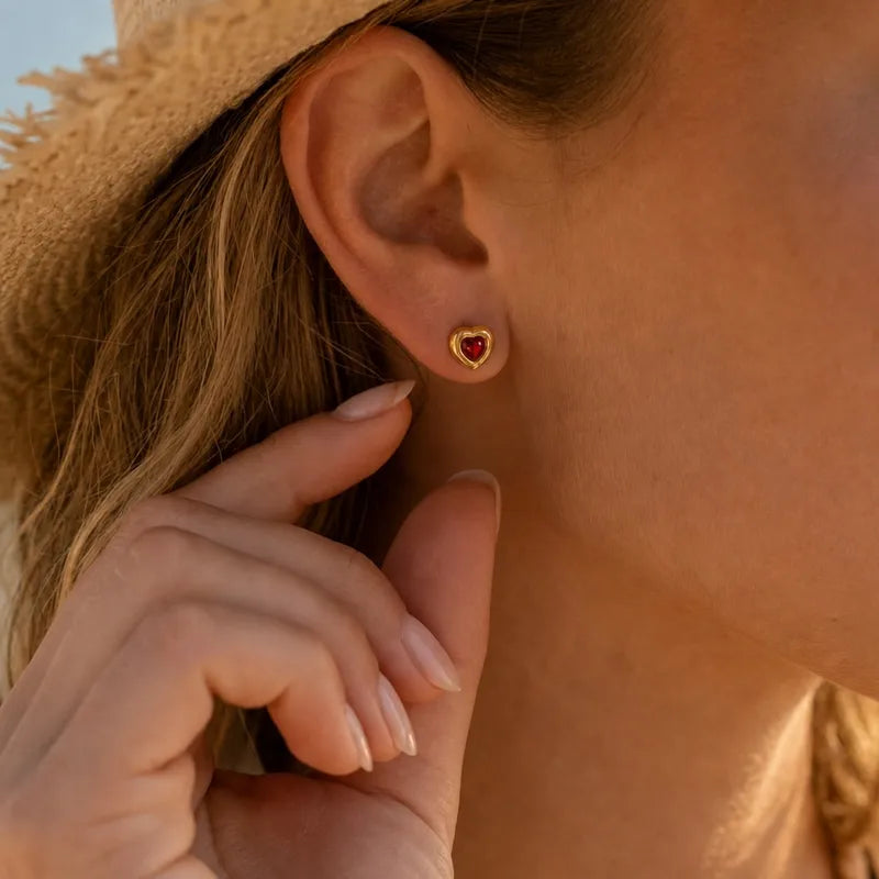 Pendientes estrella de mar de acero con piedras azules- EA681