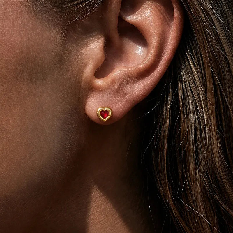 Pendientes estrella de mar de acero con piedras azules- EA681