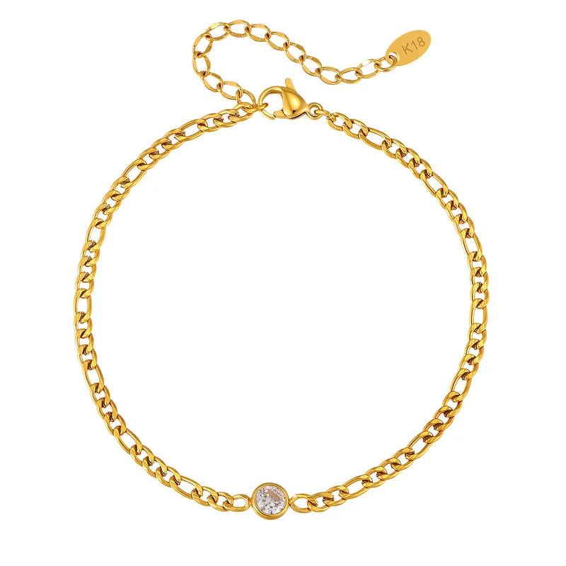 Beinarmband aus Stahl mit buntem Zirkon – AN039