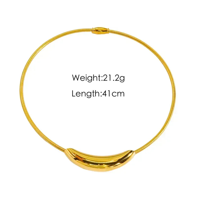 Collana girocollo in acciaio con dettaglio oro-NE487