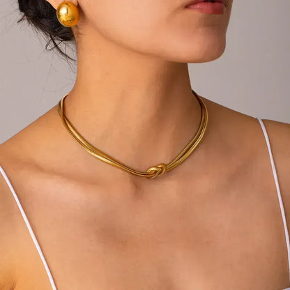 Collar gargantilla oro con nudo-NE493