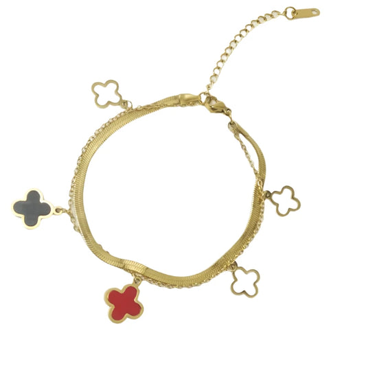 Bracelet gold steel with red and black-br155