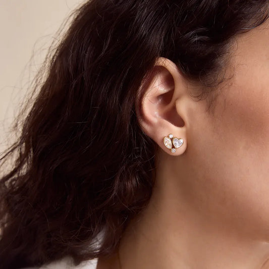 Pendientes estrella de mar de acero con piedras azules- EA681