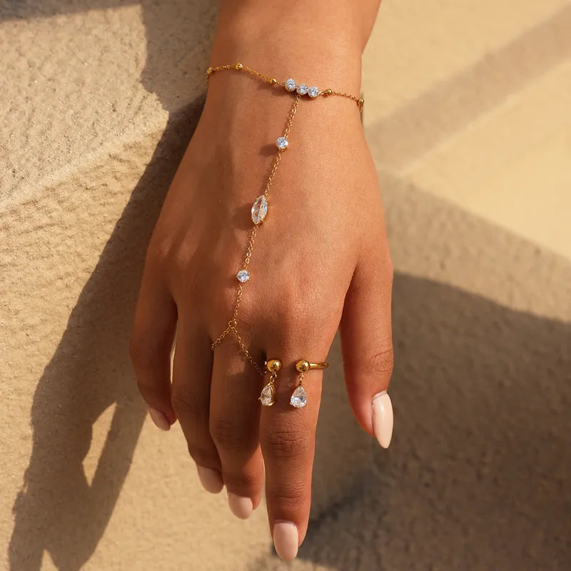 Ringarmband aus vergoldetem Stahl mit Zirkon – BR339