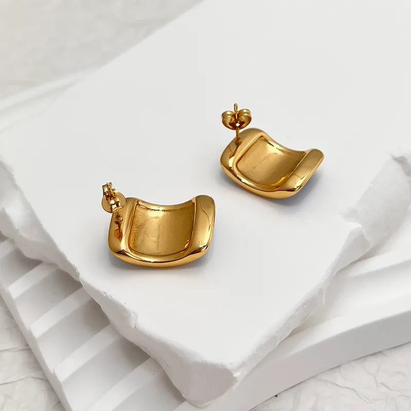 Σκουλαρίκια επιχρυσωμένο ατσάλι λευκά με καμπύλη-EA437