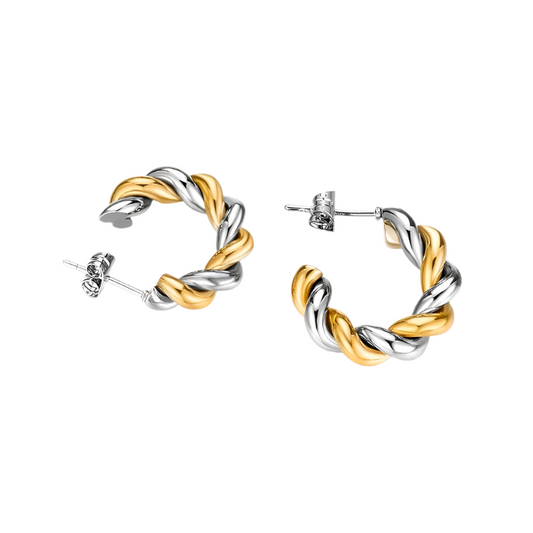 Earrings of steel gold silver twist-ea332