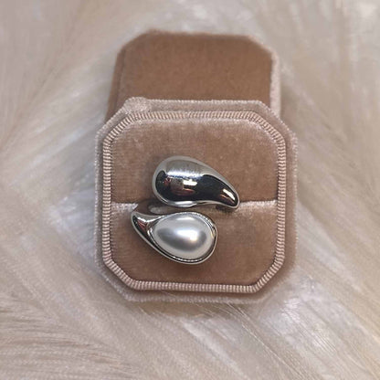 Ring steel with pearl-r146